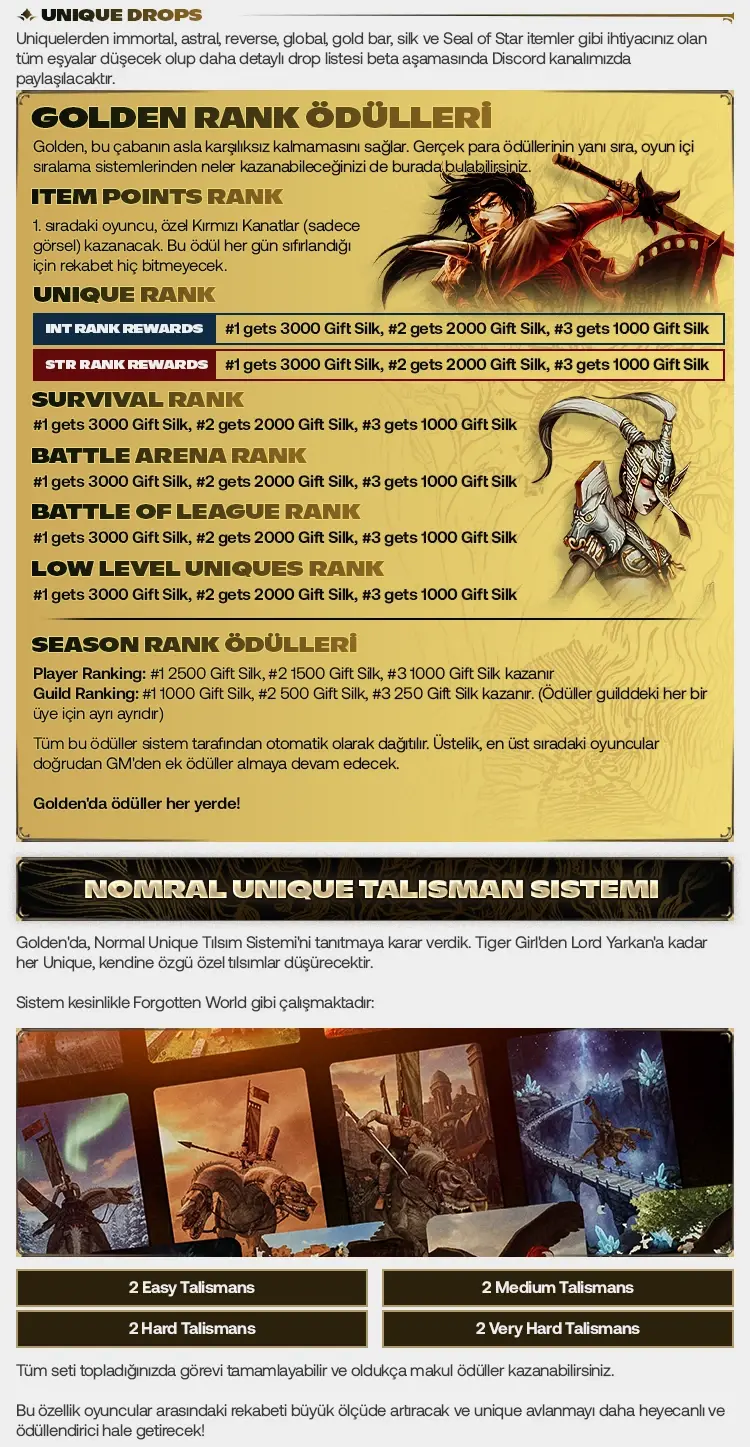 Golden Online - 80 Cap | Sadece CH | Zor Server